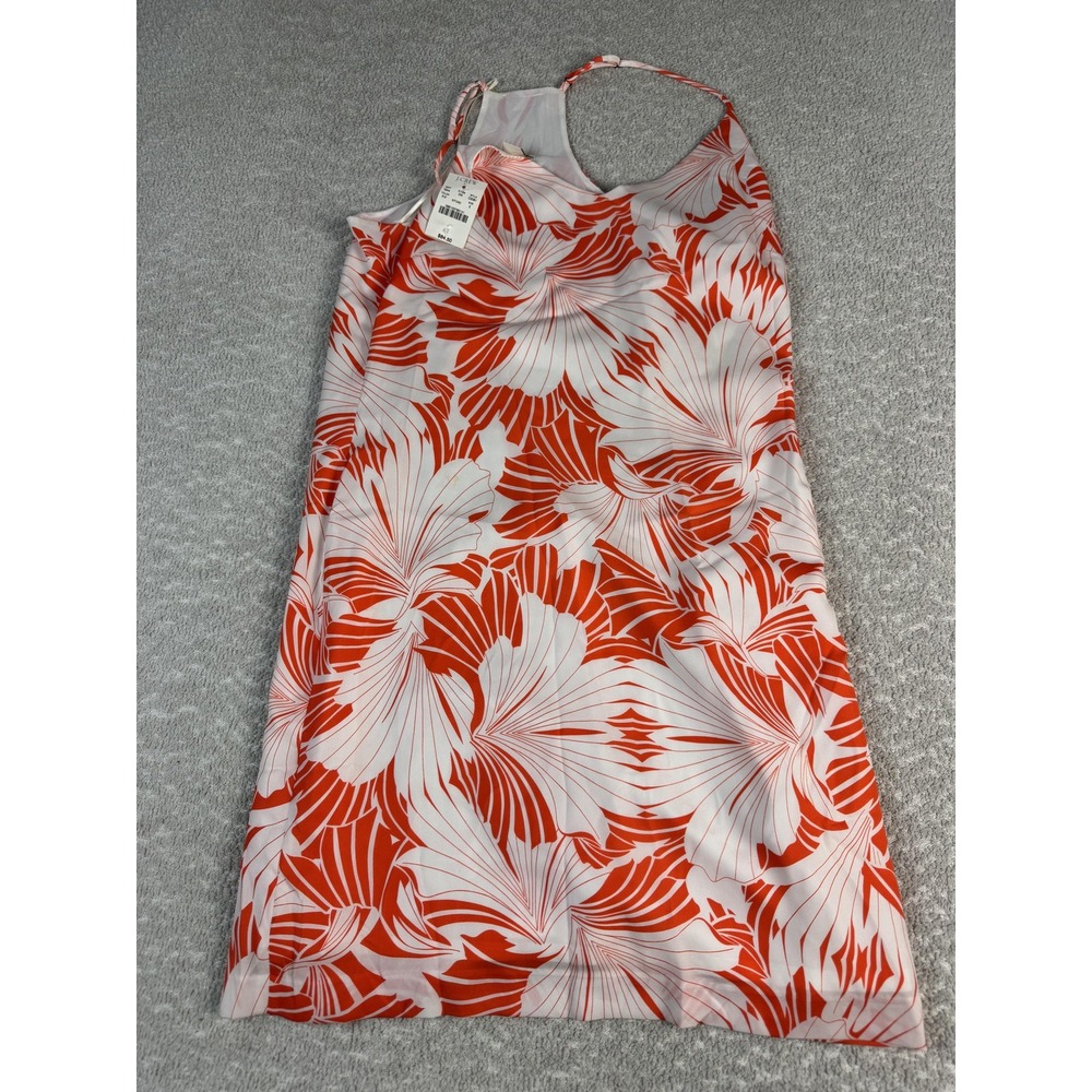 J.Crew Dress Womens 2 Orange White Floral Cowl Neck‎ Slip Sundress Party NWT